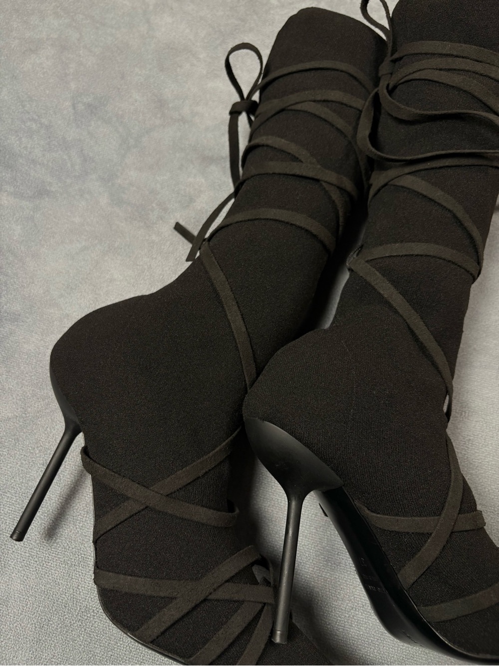 Unravel Project by Ben Taverniti Black Lace Up High Stiletto Sock Boots RRP1600$ - Picture 10 of 16